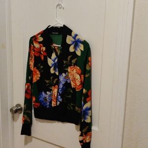 Floral light weight bomber jacket